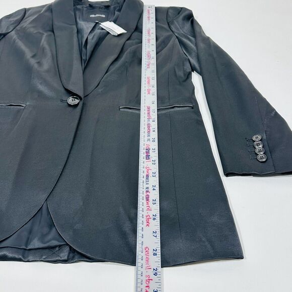 Madewelll Soft Satin Oversized One Button Blazer True Black Size 2 NWT $188 - Picture 11 of 12
